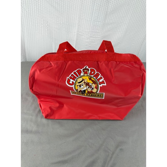 Chip 'N Dale Rescue Rangers 14" Red Vinyl Zipper Duffle Bag Vintage Old Stock - Picture 6 of 9